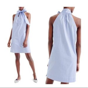 J. Crew blue Tie-neck Dress In Oxford Cotton